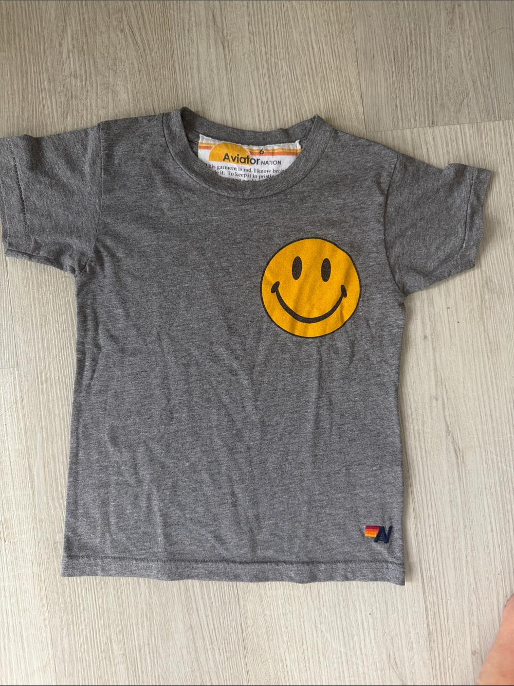 Aviator Nation Kids Gray Tee with Yellow Smiley